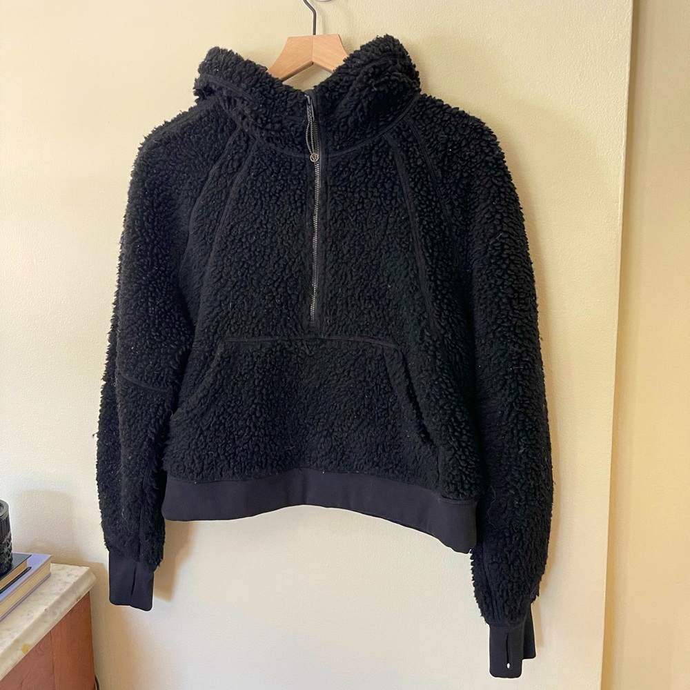 Black Lululemon Fleece/ Sherpa Hoodie Zip-up